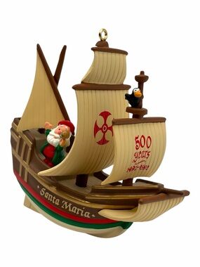 Vintage Hallmark Keepsake Santa Maria Ship 1992 Christmas Ornament w Box